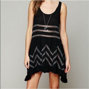 Intimately Free People Viole and Lace Black & Grey Trapeze Slip Dress Tunic
